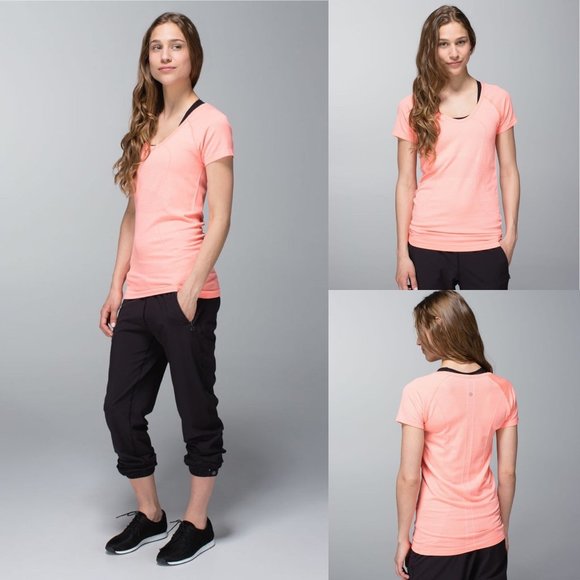 lululemon athletica Tops - Lululemon Run Swiftly Tech V Neck Top Shirt Size 8 Heathered Very Light Flare